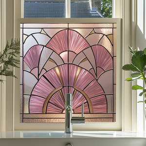 Accadia Art Deco Pink Stained Glass Window Film by Creative Printing Solutions