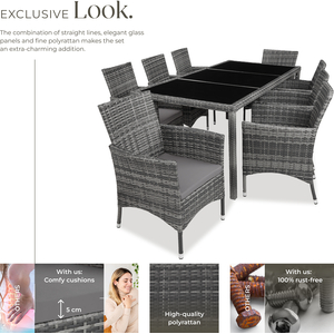 Rattan Garden Furniture Set 81 With Protective Cover - Mottled Grey/Grey by tectake