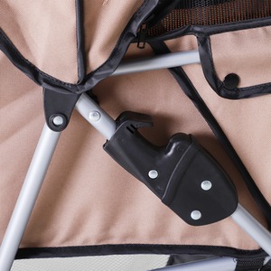 PawHut Pet Stroller Cats Foldable Travel Carriage with Wheels Zipper - Brown by PawHut