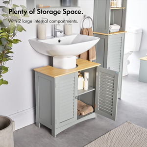 Shrewsbury Under Sink Bathroom Cabinet - Grey by VonHaus