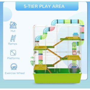 PawHut Large Pet House Cage with Tunnel Tube - Green by PawHut