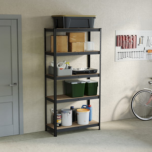 5 Tier Heavy Duty Adjustable Steel Garage Shelving Unit - 875kg Weight Capacity - Black / 40cm by Vida Designs