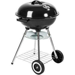 Galvanized BBQ Kettle Grill With Wheels - Black by tectake