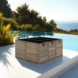 Malaga 641 Rattan Garden Furniture Set with Protective Cover by tectake