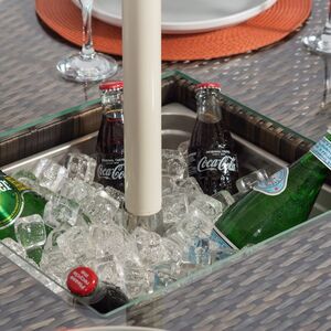 Savannah Square Rattan Patio Dining Set with Ice Bucket Drinks Cooler - Brown / 8 by Giardino