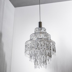 CGC LIZA Three Tier Chandelier Crystal and Chrome Ceiling Light Shade - Chrome by CGC Lighting