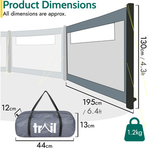 Inflatable Camping Windbreak - Grey / Single Extension ONLY by Trail