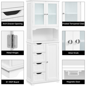 Freestanding Wooden Cupboard with Open Compartment - White by Yaheetech