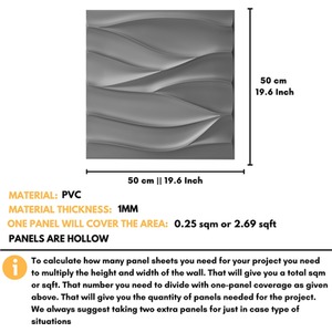 3D Wall Panels (50x50 cm) PVC Cladding Panel Wavy Wave Effect by NOVECRAFTO