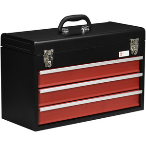 DURHAND Drawer Tool Chest Lockable Tool Box Ball Bearing Runners - Black, Red / 32cm by DURHAND