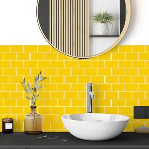 Glossy Subway Metro Classic Brick 3D Stick on Tile Sticker - Yellow by Walplus