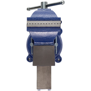 Bench Vice - cast iron, with anvil, rotatable, 2 locking screws - Blue / 10cm by tectake