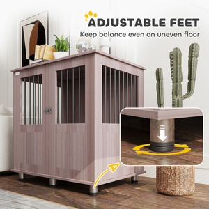 PawHut side Table with Bulit in Dog Crate - Purple / 75cm / 85cm by PawHut