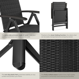 Garden Chair Canberra With Reclining Function - Black by tectake