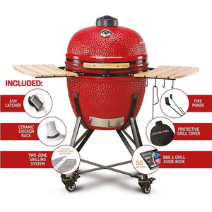 Kamado Bono Grande 23'' Ceramic BBQ Grill in Red - Red by KAMADO BONO