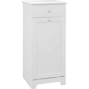 HOMCOM Bathroom Cabinet with Folding Laundry Hamper White - White by HOMCOM