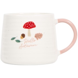 Hello Autumn Ribbed Mug - White by The Fall Collection