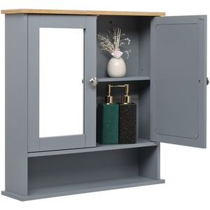 Wall Mounted Mirrored Bathroom Cabinet - Grey by B Living