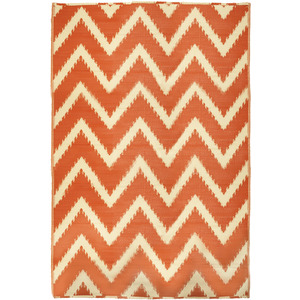 Patterned Outdoor Reversible Garden Rug - Mango Orange & Whisper White by Relsy