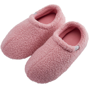 Winter Warm Closed Back Teddy Plush Cotton Slippers - Pinkish by komore