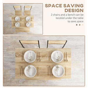 HOMCOM 4 Piece Dining Table and Chairs Set with 2 Chairs Bench by HOMCOM