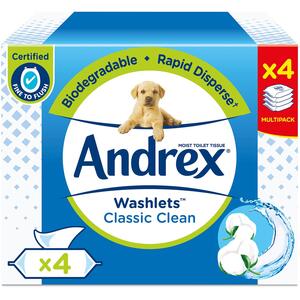 Andrex Washlets Classic Clean Biodegradable and Flushable Toilet Wipes by Andrex