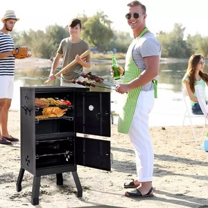 Vertical Charcoal Smoker BBQ - Black by Wyld and Coco