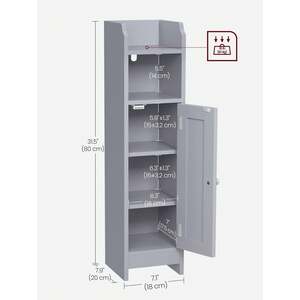Slim Bathroom Storage Cabinet with two Shelves - Grey by VASAGLE