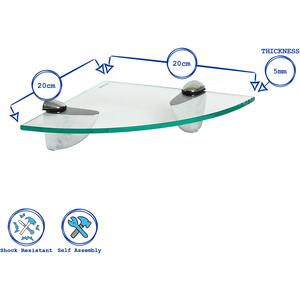 Floating Glass Corner Shelf - 20cm - Chrome / 3 by Harbour Housewares