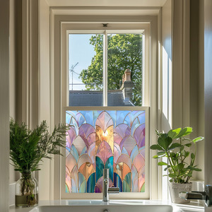 Lecco Art Deco Stained Glass Privacy Window Film by Creative Printing Solutions