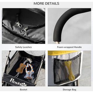 PawHut Detachable Pet Stroller, 3 In 1 Dog Cat Travel Carriage - Yellow by PawHut