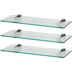 Floating Glass Bathroom Wall Shelves - 50cm - Chrome / 3 by Harbour Housewares