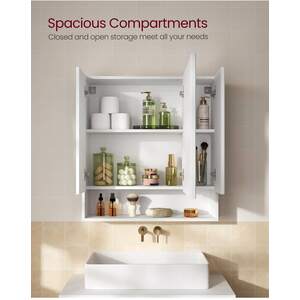 VASAGLE Bathroom Mirror Cabinet - White by VASAGLE