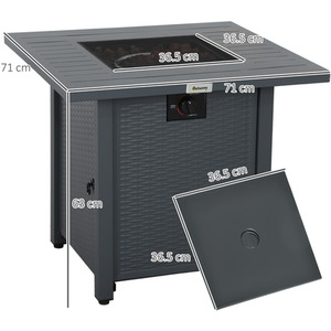 Outsunny Rattan-style 40,000 BTU Propane Gas Fire Pit Table with Cover by Outsunny