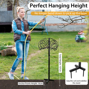 Garden Hose Holder Freestanding Water Hose Stand - Black by Costway