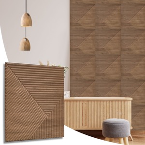 3D Wall Panels (50x50 cm) PVC Cladding Panel in Chevron Line Design by NOVECRAFTO