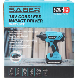 Saber 18V One Battery Impact Driver Bare Unit - Blue by Saber