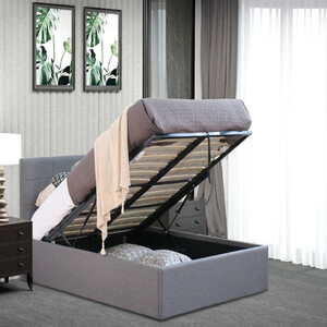 Grey Fabric Gas Lift Ottoman Bed