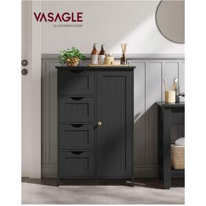 Bathroom Storage Cabinet with 4 Drawers - Black by VASAGLE