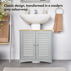 Shrewsbury Under Sink Bathroom Cabinet - Grey by VonHaus