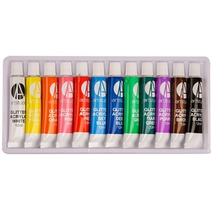 Pack of 12 Art Studio Glitter Paints by Art Studio