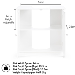 Holbrook Under Sink Bathroom Cabinet - white by VonHaus