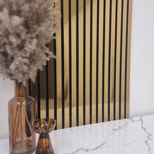 4x Wood Acoustic Slatted Wall Panels - Gold Metallic by Aluxo