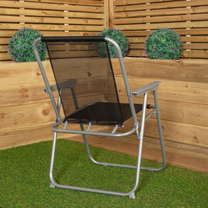Fixed Position Foldable Garden Chair - Black and Grey by Samuel Alexander