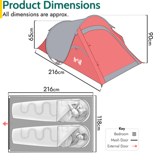2 Person Pop Up Tent - Red by Trail