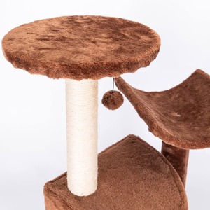Cat Tree Tower Brown Kitten Scratching Post with Bed - Cat Tree Brown by Nobleza