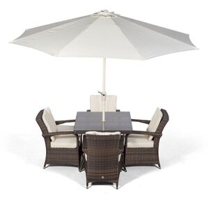 Arizona Square Rattan Patio Dining Set - Brown / 4 by Giardino