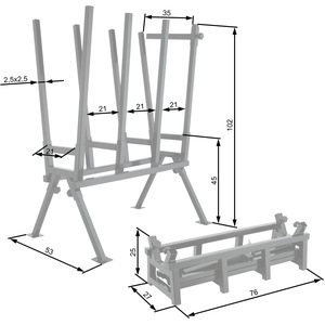 Sawhorse - steel log saw, with locking bracket, height-adjustable feet - Black by tectake