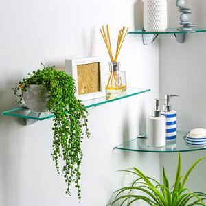 Floating Glass Bathroom Wall Shelves - 50cm - Chrome / 1 by Harbour Housewares