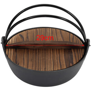 Camping Cast Iron Pot with Wooden Lid - Black / 29cm by Livingandhome